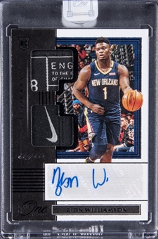 2019-20 Panini One And One #RDJA-ZWL Zion Williamson Signed Patch Rookie Card (#1/1) - Panini Encased